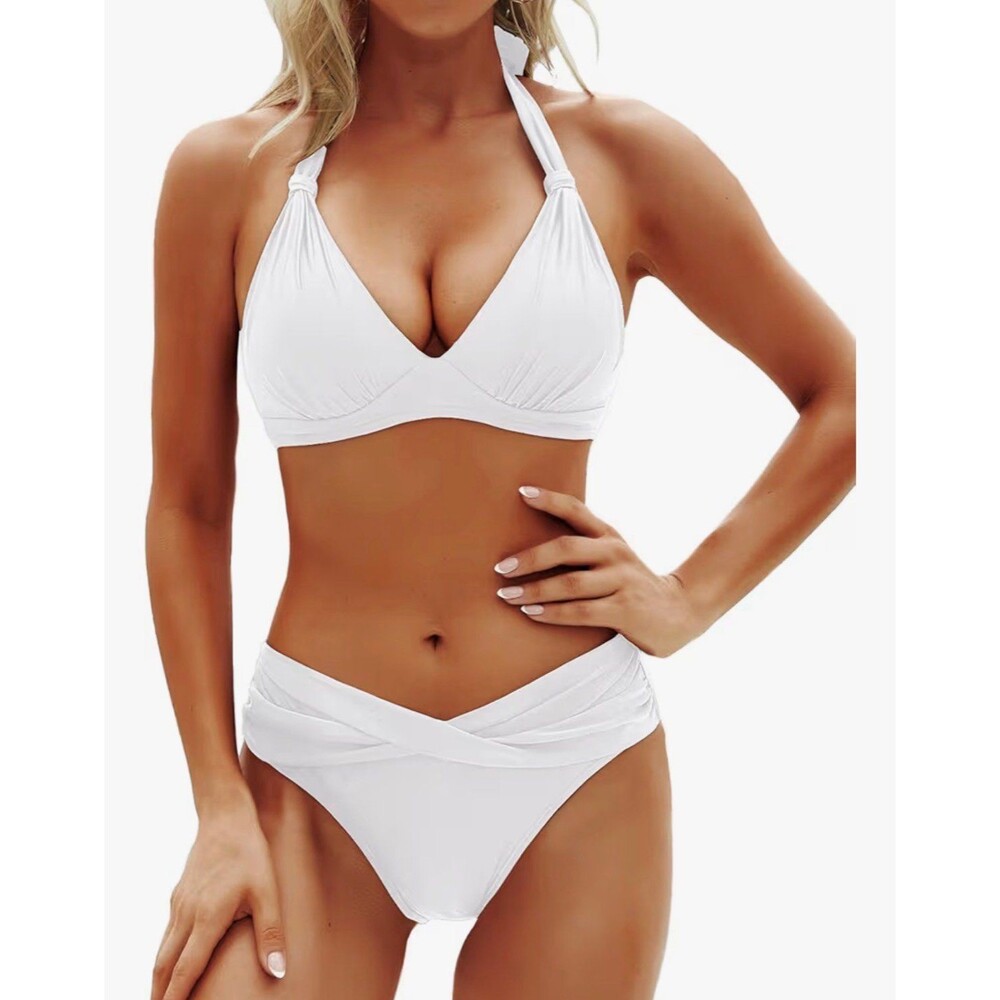 Yonique Two Piece Bathing Suits Push Up Bikini Set Halter Swimsuit Vintage NWT
